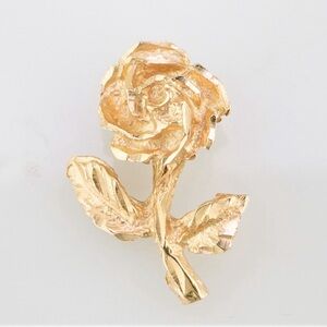 Solid 14k yellow gold rose pendant